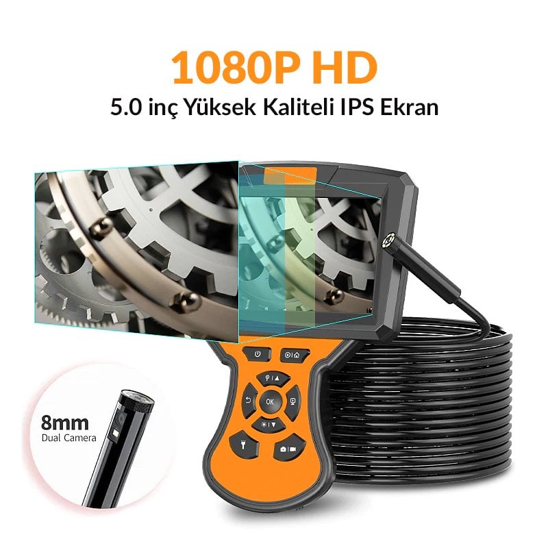 Powermaster PM-14282 5 İnç LCD Ekranlı Dijital Endoskop Yılan Kamera