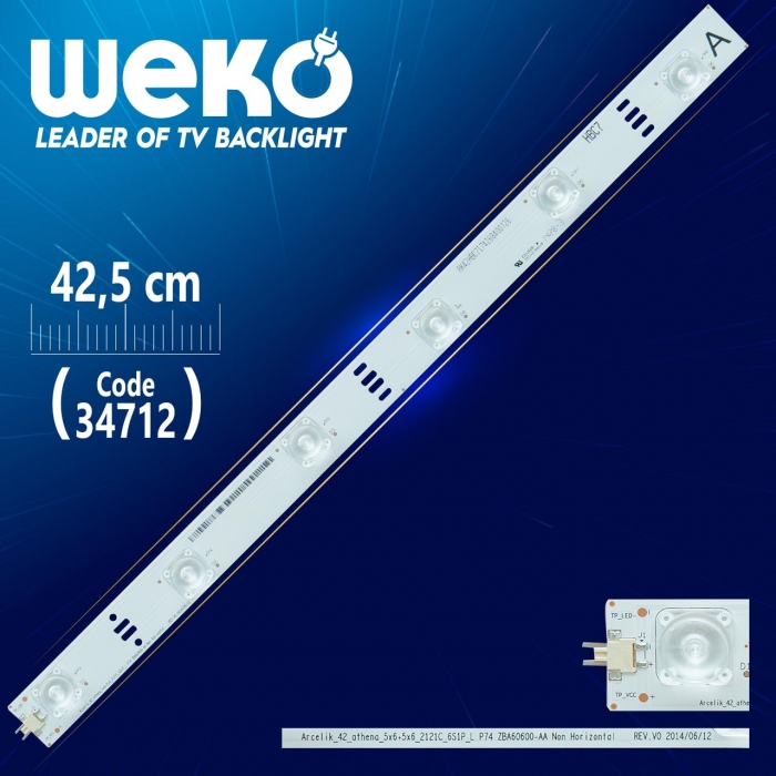 ARCELİK_42_ATHENA_5X6+5X6_2121C_6S1P_L P74 ZBA60600-AA NON HORİZONTAL REV.V0 42,50 CM 6 LEDLİ (WK-19)