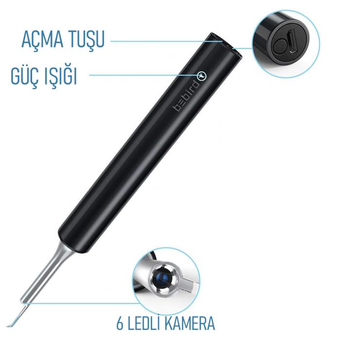 BEBIRD T5 5MP KAMERA 3.5MM LENS ŞARJLI WIFI GÖRÜNTÜLÜ KULAK TEMİZLEYİCİ PEMBE RENK