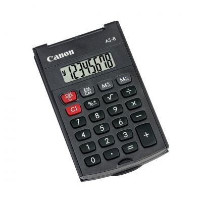 CANON AS-8 SİYAH 8 HANELİ KAPAKLI CEP TİPİ HESAP MAKİNESİ