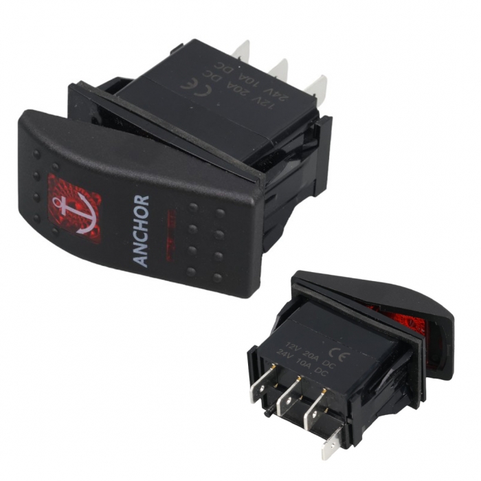 ÇAPA IRGATI IŞIKSIZ 4P ON-OFF-ON 12-24V YAYLI MARIN SWITCH (IC-134M-S11E)