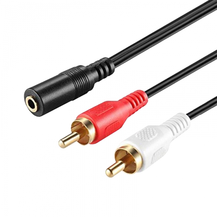 ELEKTROMER 3.5 MM STEREO DİŞİ / 2 RCA ERKEK 1.5 METRE GOLD KABLO