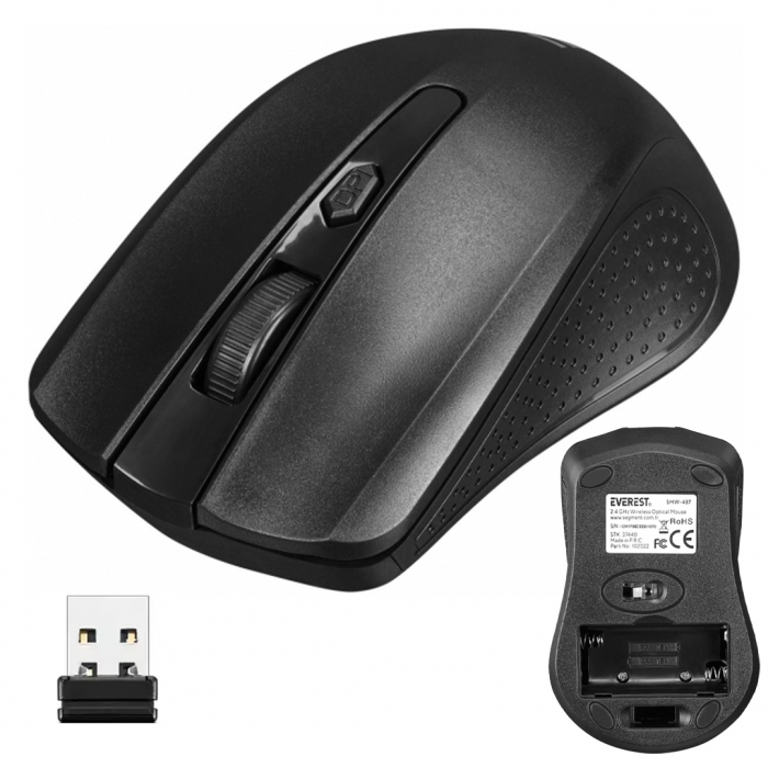 EVEREST SMW-487 USB SİYAH 2.4GHZ 1500 DPI OPTİK KABLOSUZ MOUSE