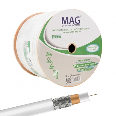 MAG RG59 FA MİNİ DUAL BİTİŞİK 48 TEL ANTEN KABLOSU (300 METRE)