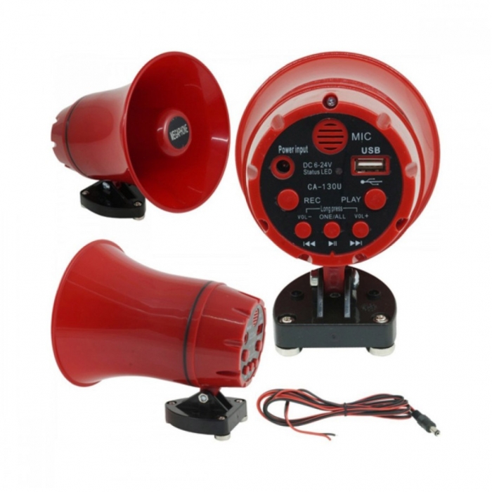 MAGİCVOİCE MV-21519 USB VE KAYIT ÖZELLİKLİ 6-24VOLT HORN HOPARLÖR (PAZAR, KAMYON, ARABA)