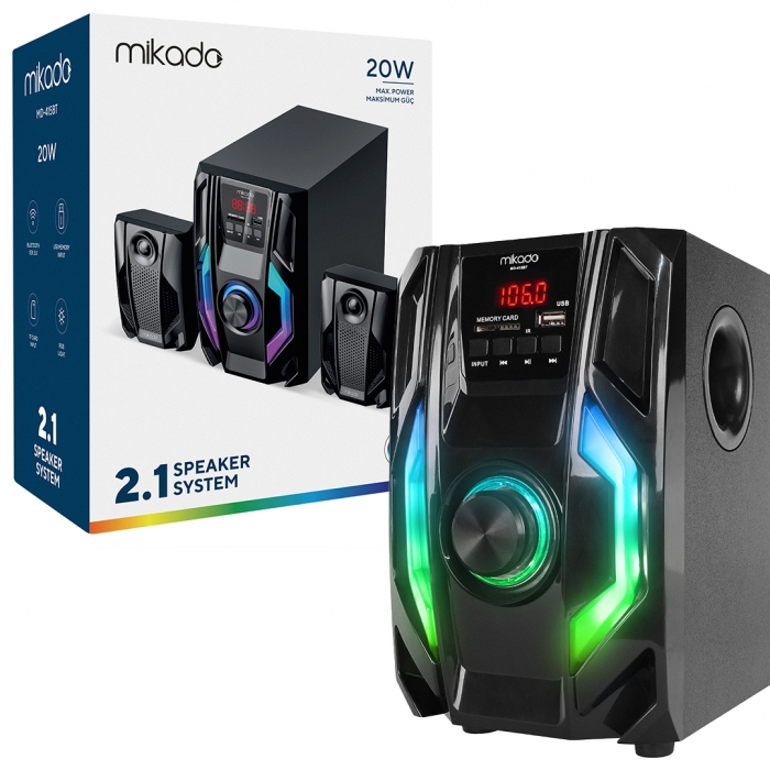 MİKADO MD-415BT RGB 2+1 20 WATT BASSLI FM/BT/SD/USB BLUETOOTH SES SİSTEMİ MULTİMEDYA HOPARLÖR