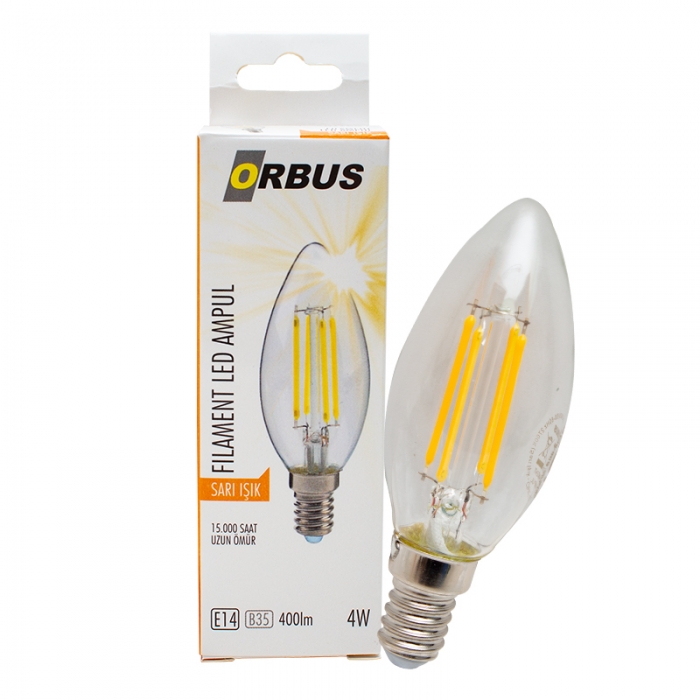 ORBUS ORB-BC3 FILAMENT BULB B35 E14 4 WATT 400 LÜMEN SARI LED AMPÜL