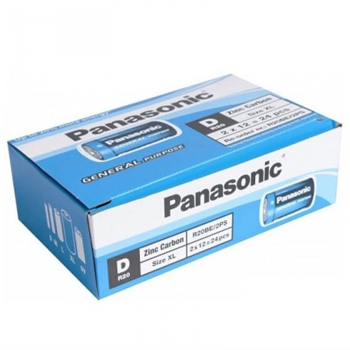 PANASONIC R20BE/2PS MANGANEZ BÜYÜK D BOY 24LÜ PİL (PAKET FİYATI)