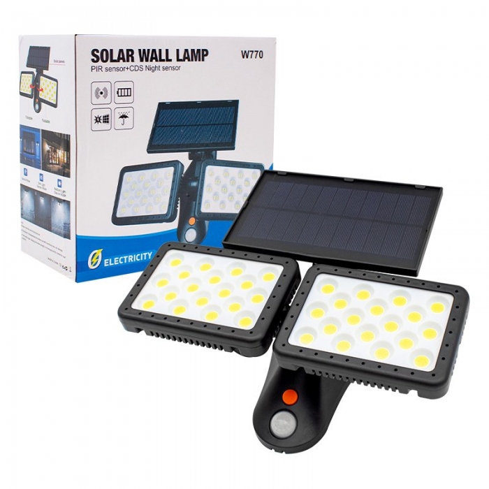 POWERMASTER W770B SENSÖRLÜ 36 COB LEDLİ SOLAR AYDINLATMALI DUVAR LAMBASI