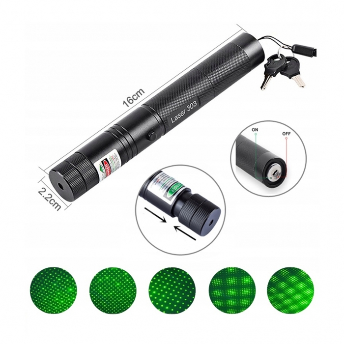 POWERMASTER OM-1201 18650 PİLLİ ŞARJLI ANAHTAR EMNİYETLİ YEŞİL LAZER POINTER (50 KM)