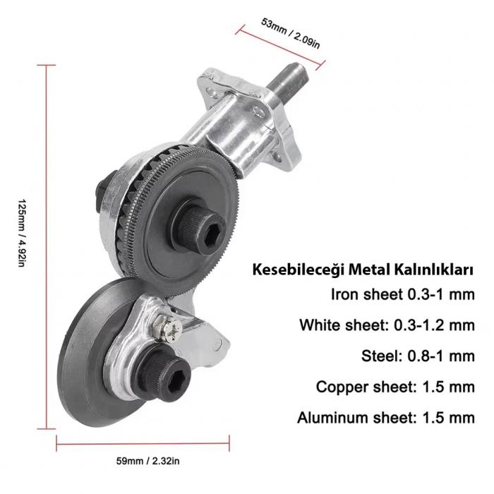 POWERMASTER ŞARJLI - ELEKTRİKLİ EL MATKABI METAL PLAKA KESİCİ APARATI (ALÜMİNYUM, BAKIR, DEMİR)