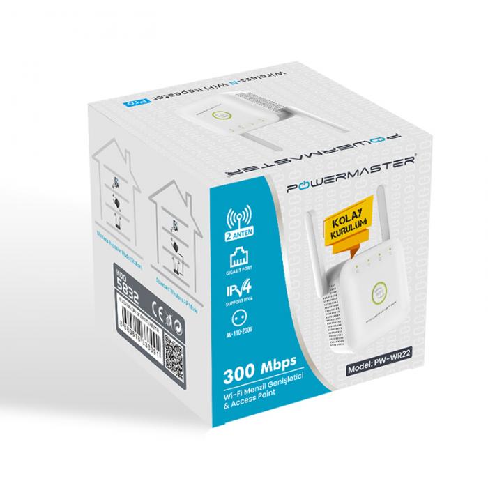 POWERMASTER PW-WR22 300 MBPS 2 ANTEN WIFI REPEATER+ACCESS POINT