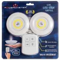 POWERMASTER 150 LÜMEN COB LED YUVARLAK BEYAZ KUMANDALI ÇİFT AMPÜL