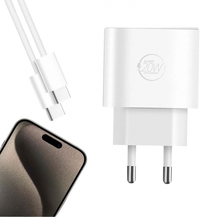 POWERWAY RXS27 20 WATT TYPE-C ŞARJ BAŞLIK ADAPTÖRÜ + KABLO SETİ (APPLE 15 PRO-PROMAX UYUMLU)