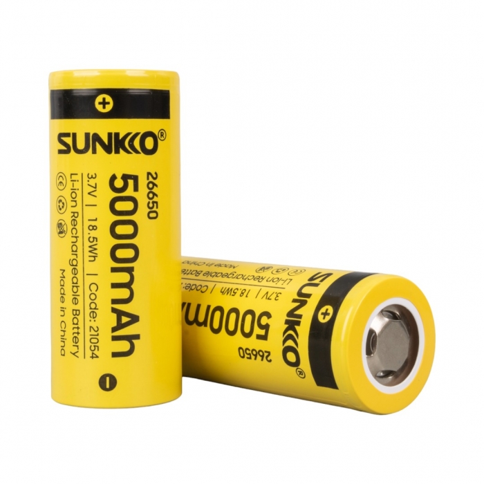 SUNKKO 3.7 VOLT 5000 MAH 26650 ŞARJ EDİLEBİLİR PİL (TEKLİ)