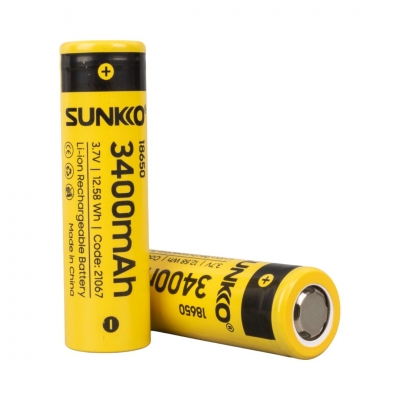 SUNKKO 3.7 VOLT 3400 MAH 18650 ŞARJ EDİLEBİLİR PİL (TEKLİ)