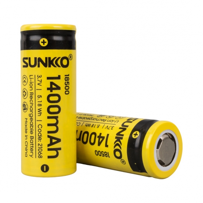 SUNKKO 3.7 VOLT 1400 MAH 18500 ŞARJ EDİLEBİLİR PİL (TEKLİ)