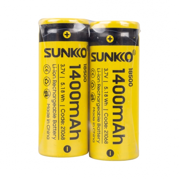 SUNKKO 3.7 VOLT 1400 MAH 18500 ŞARJ EDİLEBİLİR PİL (TEKLİ)