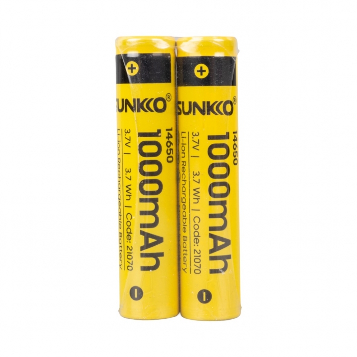 SUNKKO 3.7 VOLT 1000 MAH 14650 ŞARJ EDİLEBİLİR PİL (TEKLİ)