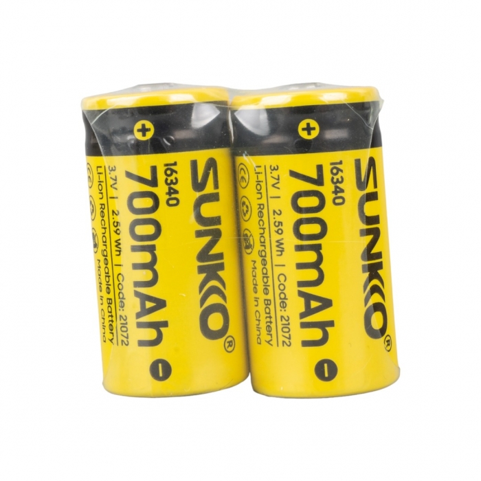 SUNKKO 3.7 VOLT 700 MAH 16340 ŞARJ EDİLEBİLİR PİL (TEKLİ)