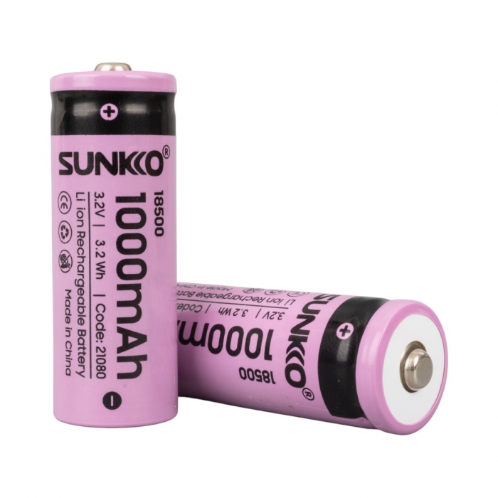 SUNKKO IFR 3.2 VOLT 1000 MAH 18500 ŞARJ EDİLEBİLİR PİL (TEKLİ)