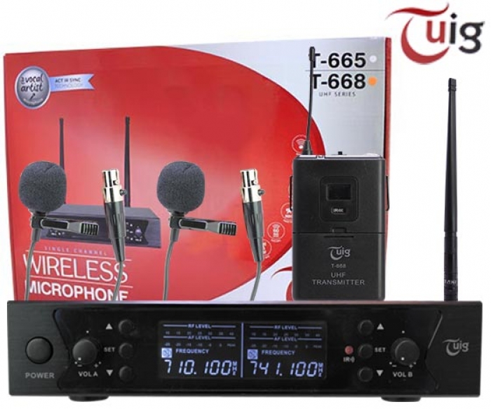 TUIG T-668 2 YAKA 2 KANAL KABLOSUZ UHF DIGITAL TELSİZ MİKROFON