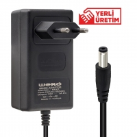 WEKO 12 VOLT - 1 AMPER 5.5*2.5 UÇLU YERLİ ÜRETİM PLASTİK KASA PRİZ TİPİ  ADAPTÖR