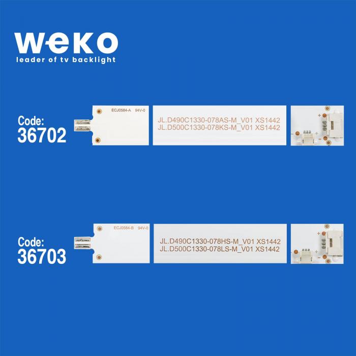 WKSET-5790 36702X2 36703X1 JL.D490C1330-078AS/HS 3 ADET LED BAR (BÖLÜNMÜŞ 6 ADET)