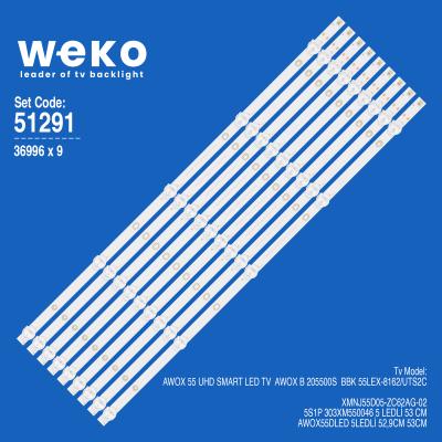 WKSET-6291 36996X9 XMNJ55D05-ZC62AG-02 5S1P 303XM550046  9 ADET LED BAR