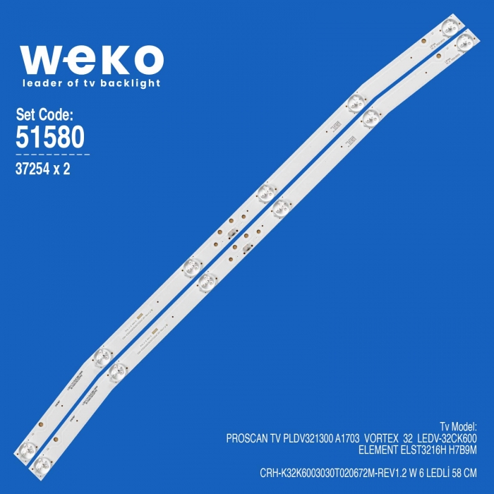 WKSET-6580 37254X2 CRH-K32K6003030T020672M-REV1.2 W  2 ADET LED BAR