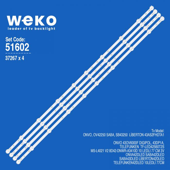 WKSET-6602 37267X4 MS-L4021 V2 8D42-DNWR-A3410D 4 ADET LED BAR