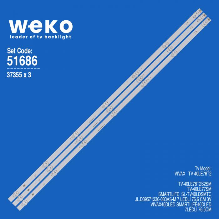 WKSET-6686 37355X3 JL.D39571330-083AS-M 3 ADET LED BAR