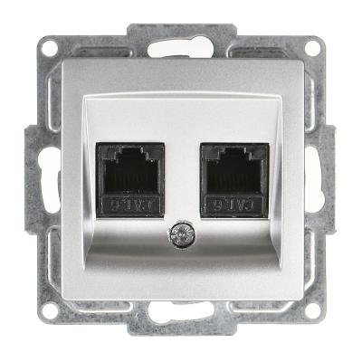 Günsan Visage Gümüş Vidalı İkili Data Prizi (2 x RJ45 Cat6)