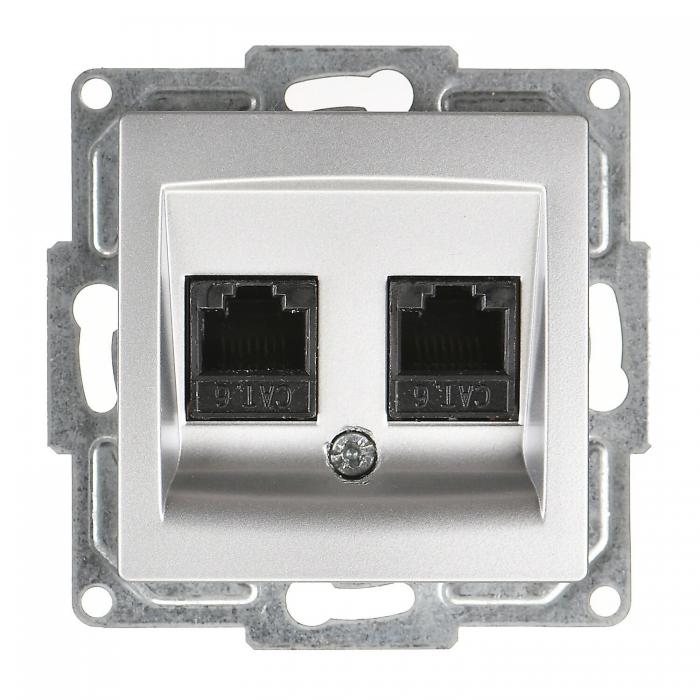 Günsan Visage Gümüş Vidalı İkili Data Prizi (2 x RJ45 Cat6)