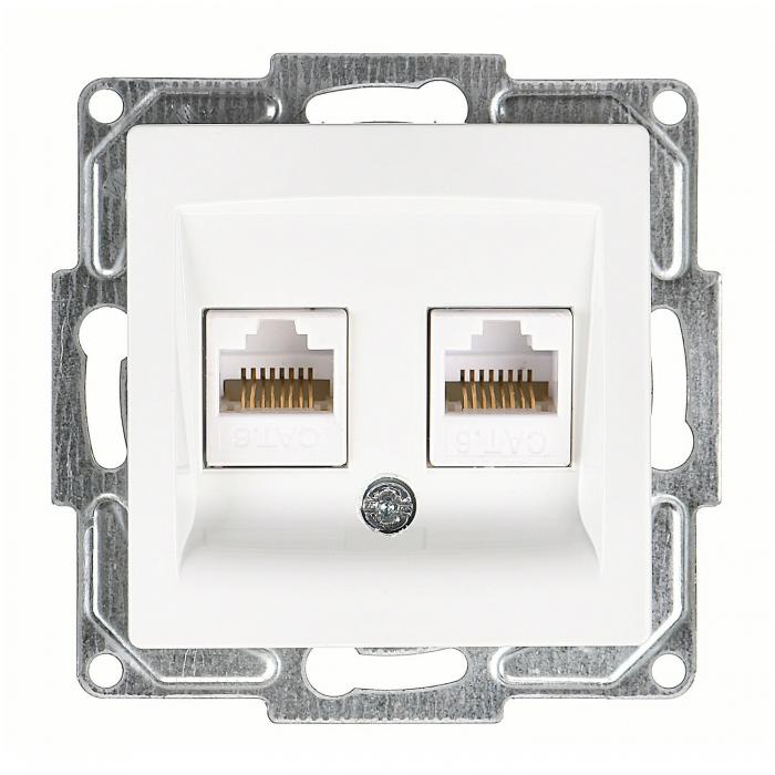 Günsan Visage Beyaz Vidalı İkili Data Prizi (2 x RJ45 Cat6)