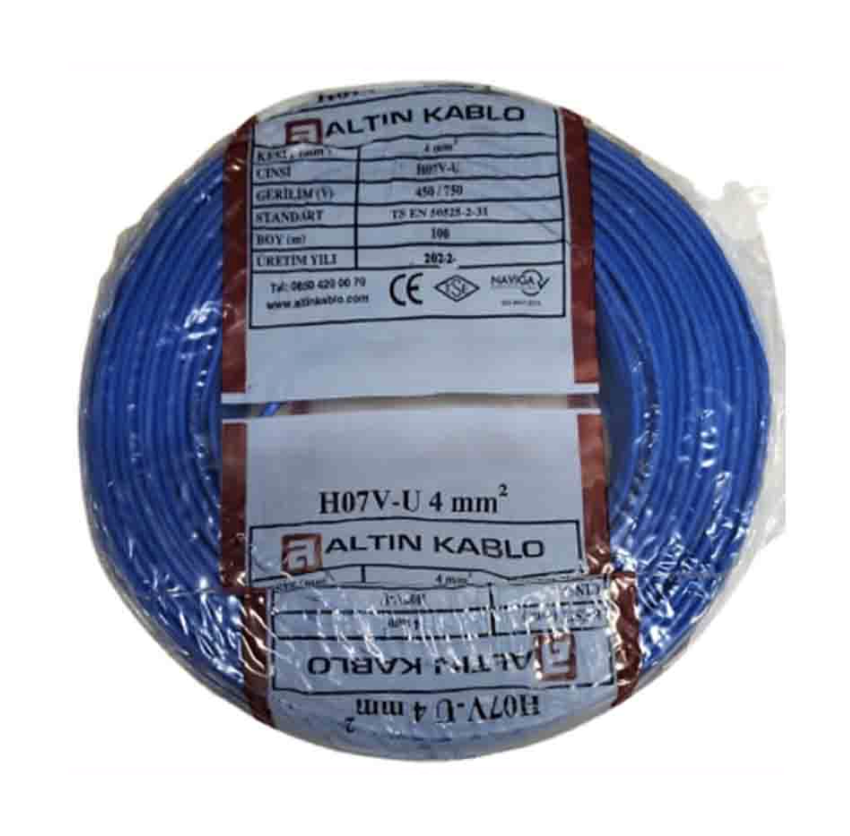 Altın Kablo 4 mm Nya Tek Damarlı Bakır Elektrik Kablosu Mavi 100 Metre