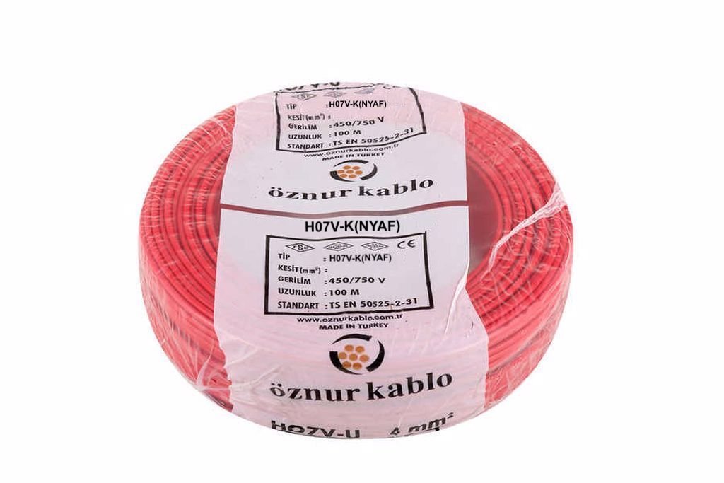 Öznur Kablo 70 mm Nyaf Çok Telli Bakır Elektrik Kablosu Kırmızı 100 Metre