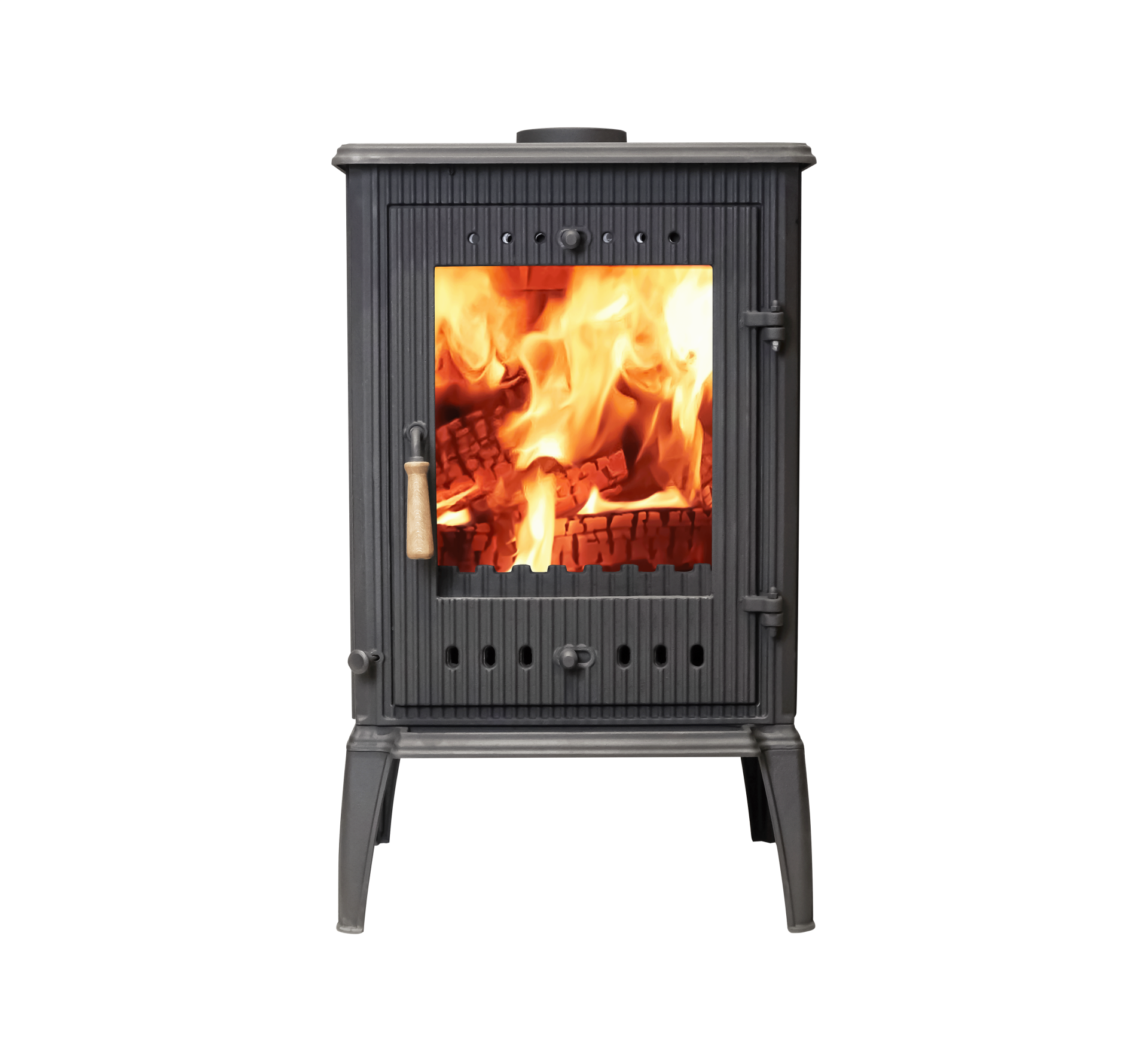 Safir Yan Camlı Dik Döküm Şömine 13 kW Yüksek Isı Verimli