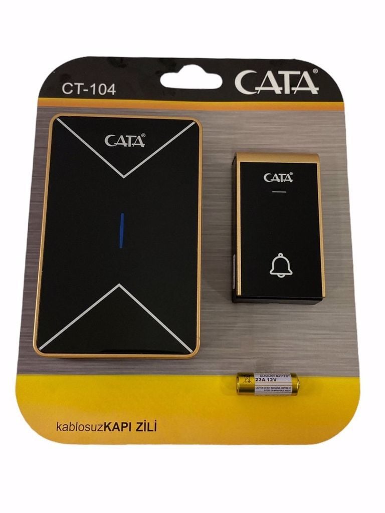 Cara Lüx Model Led Işıklı Kablosuz Uzaktan Kumandalı Kapı Zili Siyah/Gold CT-104