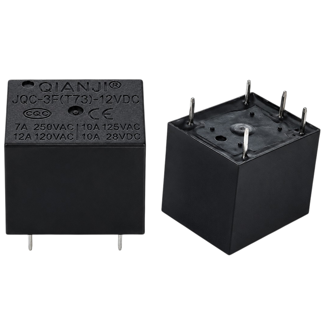 12 VOLT 10 AMPER DC TEK KONTAK 5 PİNLİ KÜP RÖLE JQC-3F(T73)