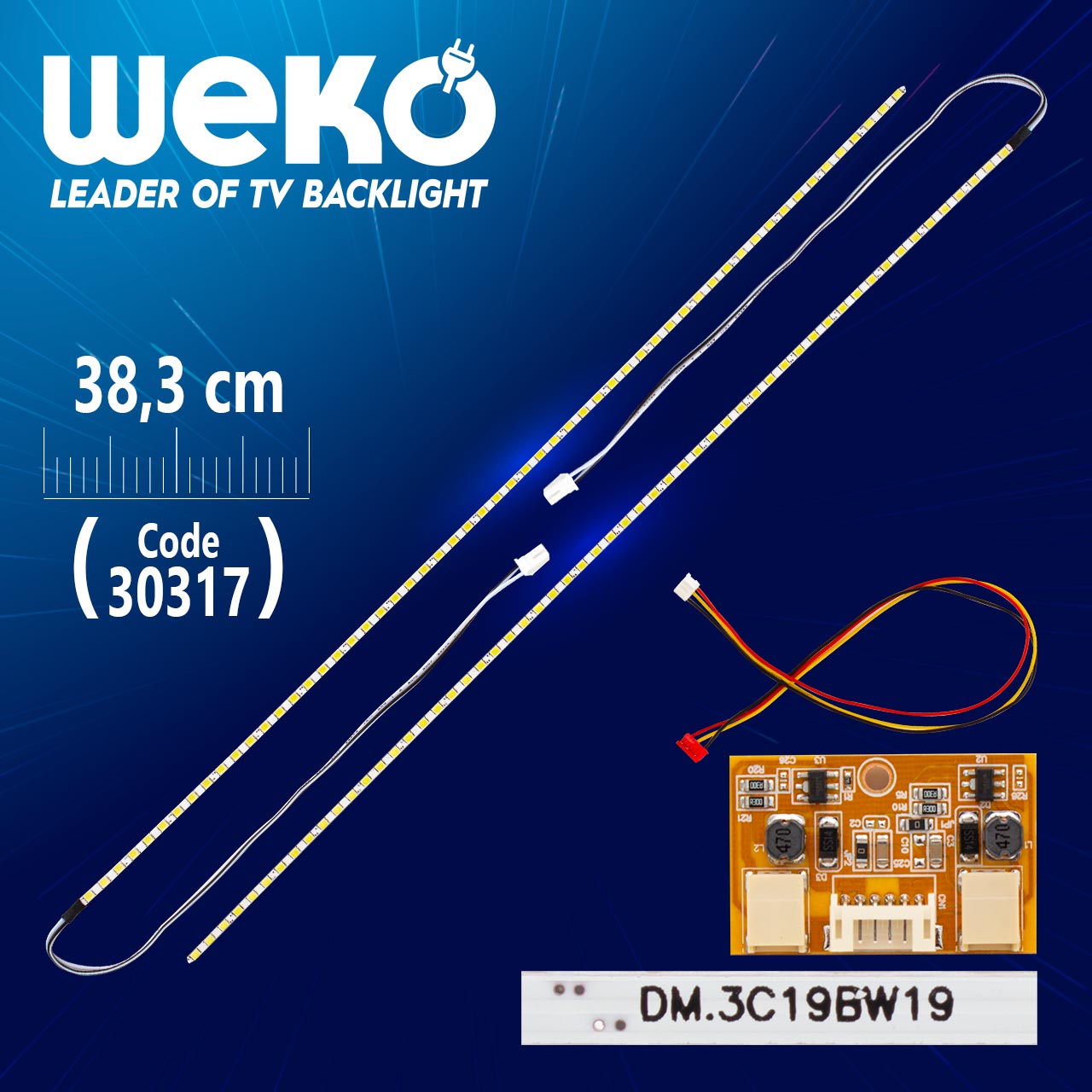 19" UNİVERSAL MONİTÖR E-LED 54 LEDLİ 38.3 CM 12V ÇİFT LED+SÜRÜCÜ+KABLO TAKIM (WK-0140)
