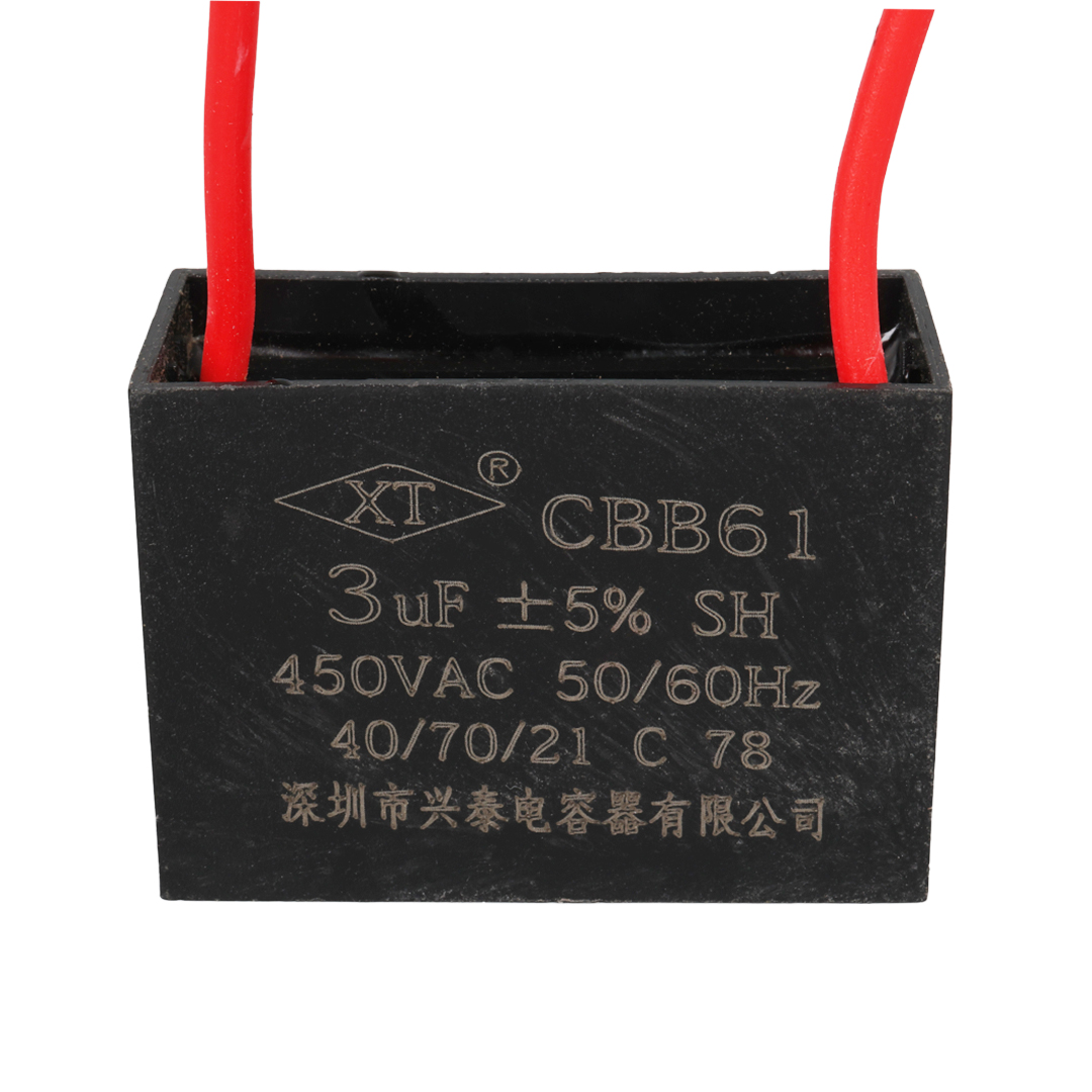 3 UF 450 V SİYAH KABLOLU KARE TİP KUTUPSUZ KONDANSATÖR