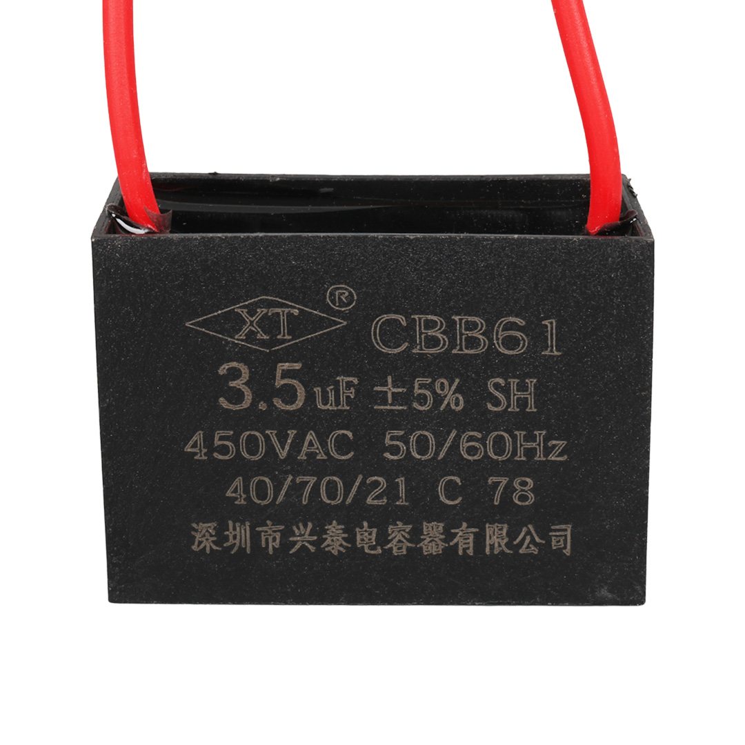 3.5 UF 450 V SİYAH KABLOLU KARE TİP KUTUPSUZ KONDANSATÖR