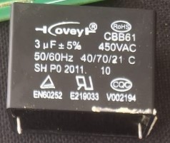 3µF 450VAC CBB61 MOTOR VE FAN BAŞLANGIÇ KONDANSATÖRÜ