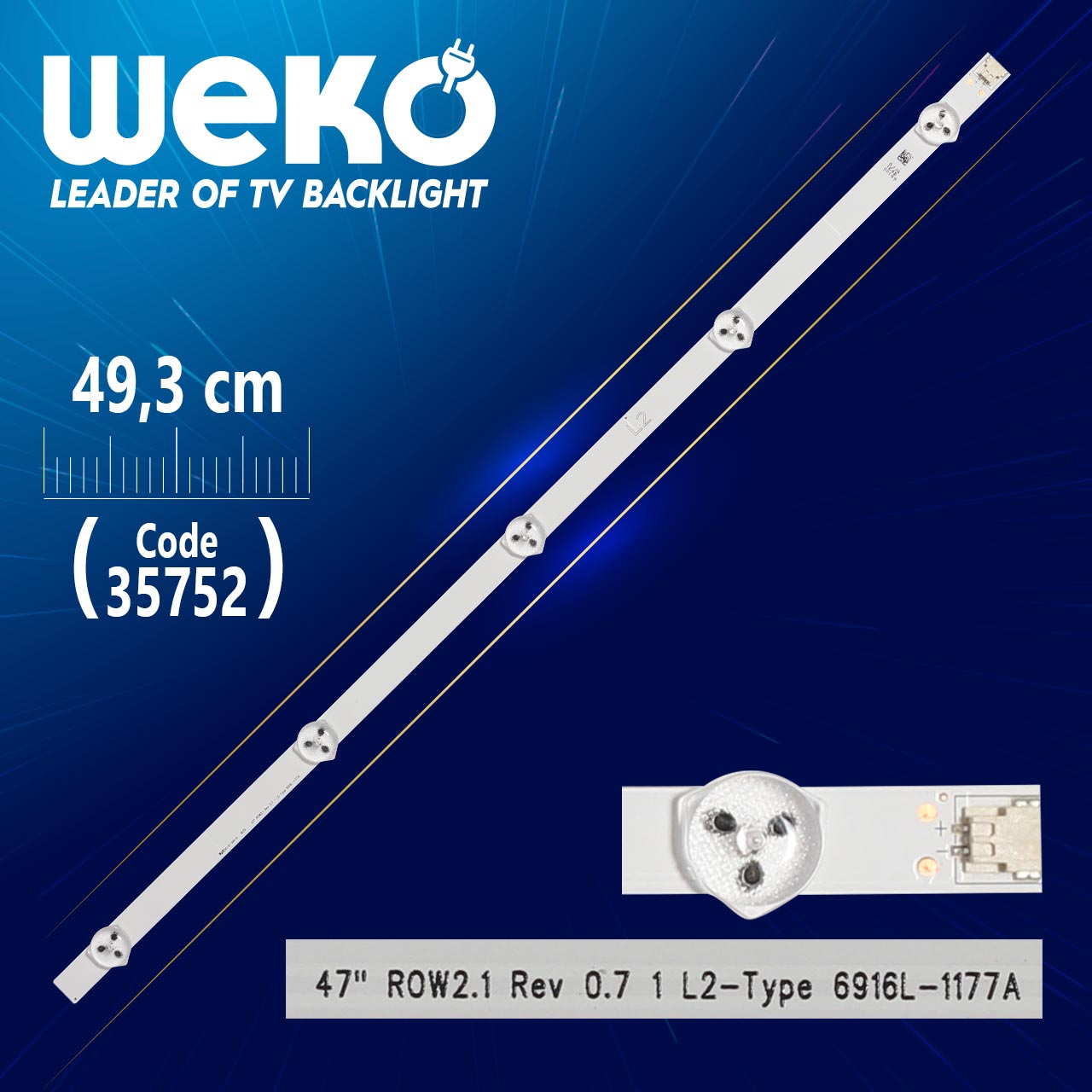 47'' ROW2.1 REV0.7 1 L2-TYPE 6916L-1177A/6916L-1362A - 49.3 CM 5 LEDLİ - (WK-1221)