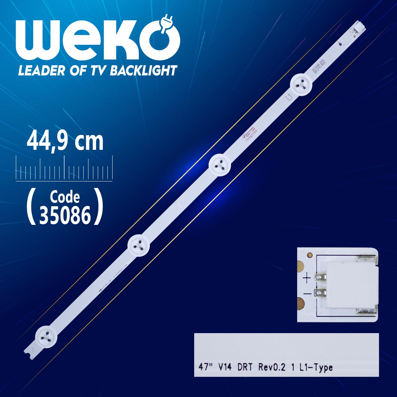 47" V14 DRT REV0.2 1 L1-TYPE - 6916L 1566A - 44.9 CM 4 LEDLİ - (WK-123)