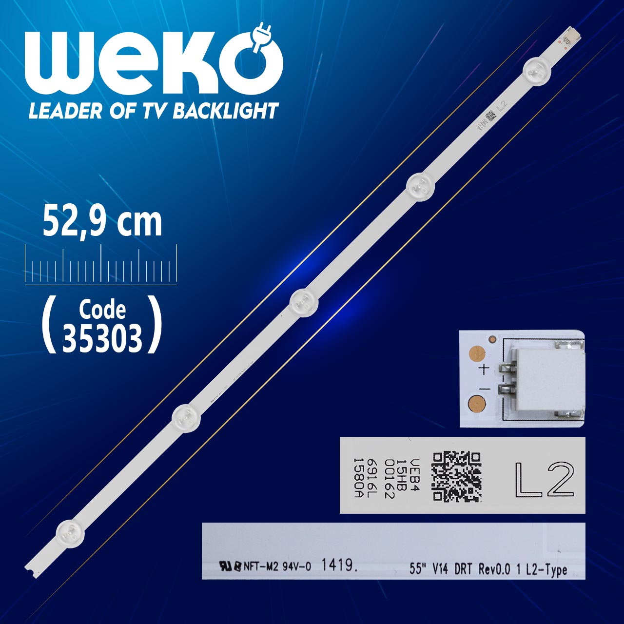 55" V14 DRT REV0.0 1 L2-TYPE - 6916L1448A - 52.9 CM 5 LEDLİ - (WK-931)