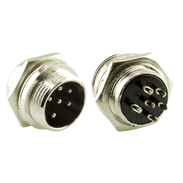 6 PİNLİ MAYK FİŞ ERKEK ŞASE (M16 - 16MM)