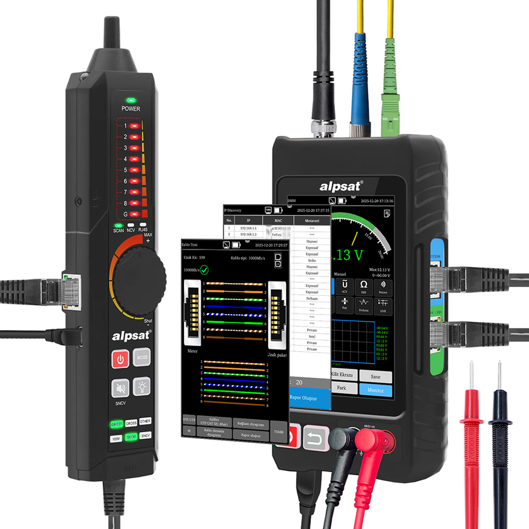 ALPSAT AS328 RJ45 AĞ KABLOSU, FİBER KABLO - ZAYIF AKIM KABLOSU TEST CİHAZI