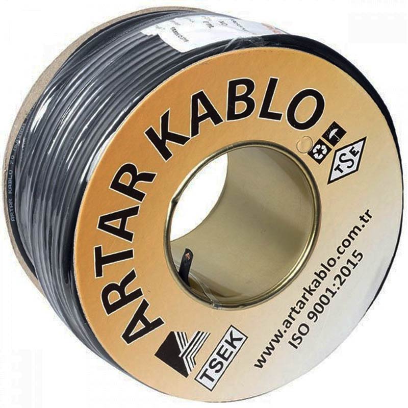 ARTAR 2X025MM STEREO 1.KALİTE 100 METRE 80 NO SİYAH MİKROFON KABLOSU